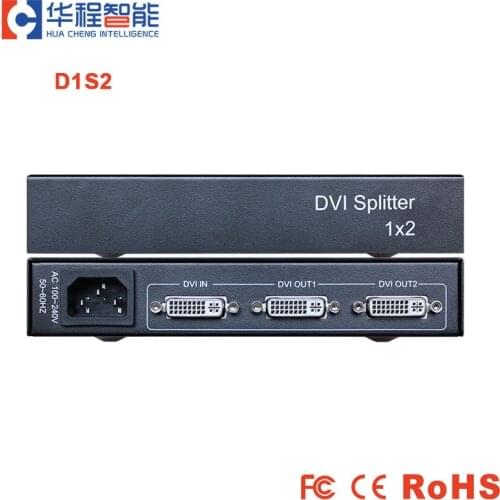 DVI Video Splitter DVI Splitter D1S2 1In 2 Out 3 Port Video Signal Amplifier Splitter HD 1080P Video Display Splitter Box