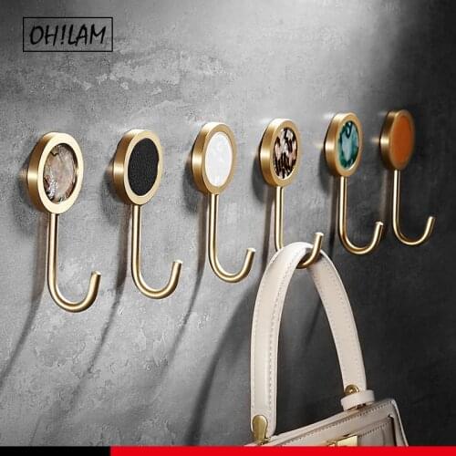 Self Stick Gold Brass Shell Decorative Wall Hooks Towel Rack Coat Hook Bath Jewelry Key Hangers Hallway Wall Clothes Bags Hook