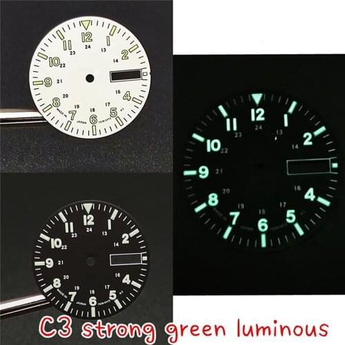 Replacement 28.5MM C3 Green Luminous Watch Dial for NH35A NH36A Movement Watch Dial Modification Parts