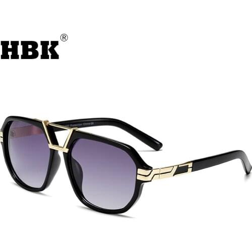 HBK Retro Trend Square Big Frame Sunglasses Vintage Metal Brand Design Mens Outdoor Driving Sun Glasses Oculos De Sol UV400