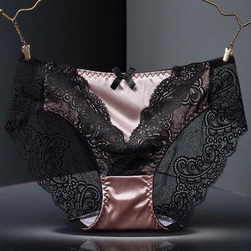Sexy Ladies Panties Lace Transparent Large Size Breathable Quality Underwear Cotton Bottom Hollow Female Triangle Underwear