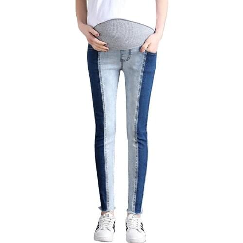 2019 spring and summer color high elastic maternity dress casual pants feet stomach lift pants stretch stomach lift jeans