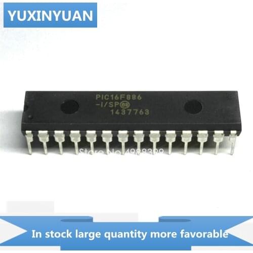 YUXINYUAN 1PCS PIC16F886-I-SP PIC16F886 I SP PIC16F886ISP DIP28 in stock