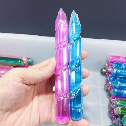 1PC Natural Selenite Rainbow Electroplating Wand Crystal Stone Massage Tool Mineral Specimen Polished Stick As Gifts