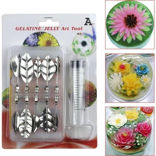 11pcs/set 3D Jelly Flower Art Tools Jelly Cake Gelatin Pudding Nozzle set Syringe jelly mold Gelatin Cake Tools