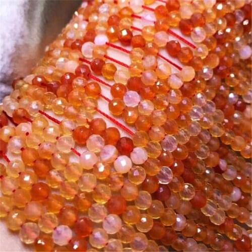 2/3mm Natural Stone Loose Beads Red Agates Round Faceted Beading Making DIY Bracelet Necklace Earrings Jewelry Accessories