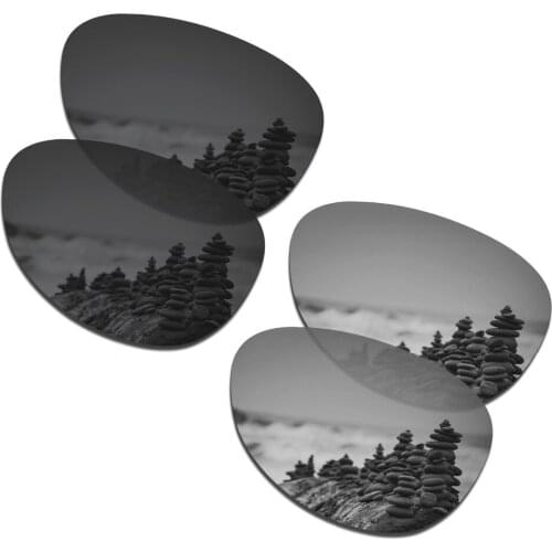 SmartVLT 2 Pairs Polarized Sunglasses Replacement Lenses for Oakley Elmont M Stealth Black and Silver Titanium