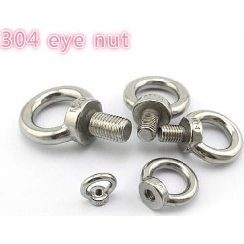 304 Stainless steel Shouldered lifting eye nuts/screw Ring eyebolt Ring hooking nut screws M3 M4 M5 M6 M8 M10 M12 M14 M16