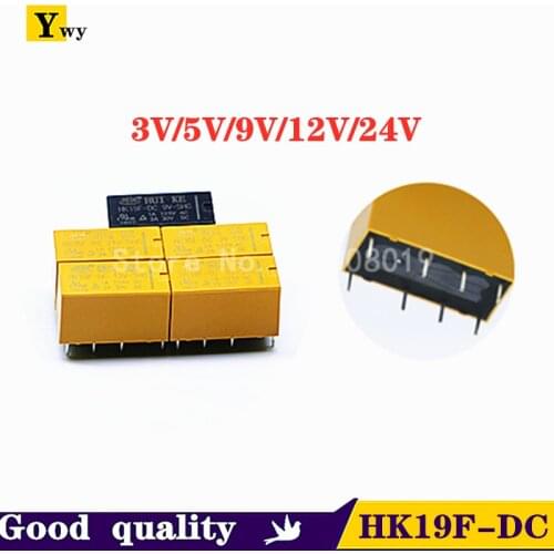 5PCS/LOT Relay HK19F-DC5V-SHG HK19F-DC12V-SHG HK19F-DC24V-SHG HK19F 3V 5V 9V 12V 24V 2A 8PIN HK19F-DC3V-SHG HK19F-DC9V-SHG