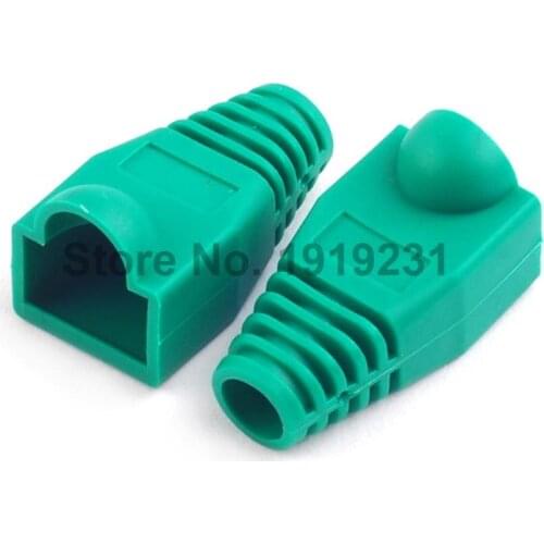50PCS RJ45 Connector Caps cat5 cat5e cat6 Multicolour Sheath Protective Sleeve for Network Connectors Ethernet Cable Green