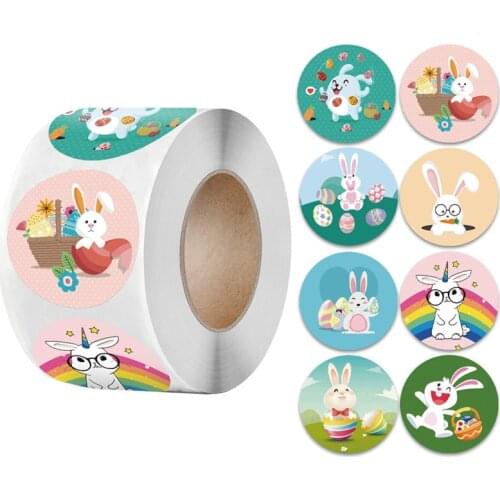 500Pcs Happy Easter Stickers Cute Easter Rabbit Egg Self Adhesive Sticker Label Easter Party Kids Gifts Bag Box Decor for Home