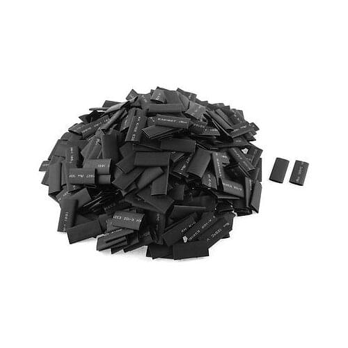 535pcs 8mm Dia Polyolefin 2:1 Heat Shrink Tubing Wire Wrap Sleeve 30mm Black