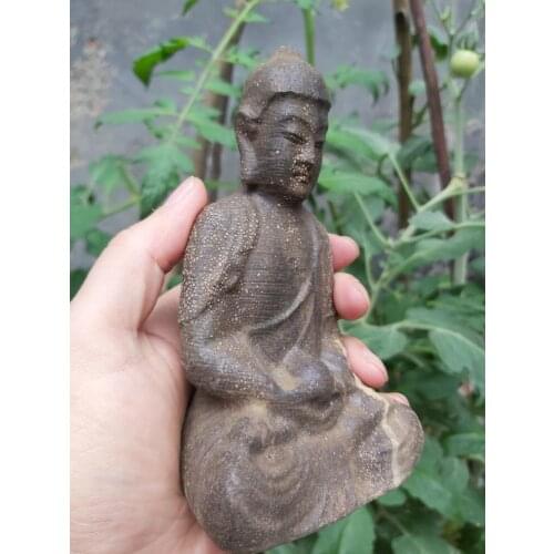 Antique Tibetan Buddha Head Sculpture Ornament Decor Nature Stone Carving Jade Statue Sculpture Ceramic Religi