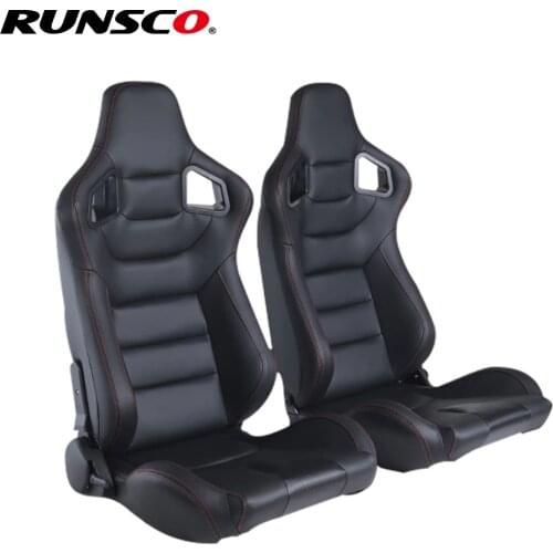 Car Accessories 1Piece Adjustable Racing Seats Sport PVC Leather Car Reclinable Seats W/ 2 Slides