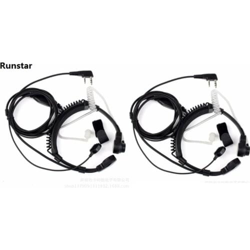 2pcs extendable Throat Mic Earpiece Headset Walkie Talkie BAOFENG UV-5R UV-82 Finger PPT speaker Microphone CB radio air tube