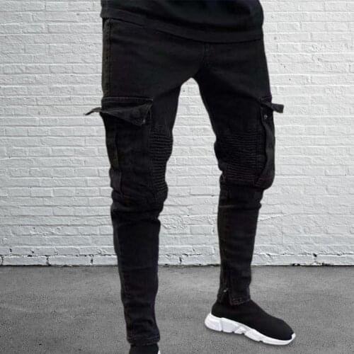 Denim Charming Ripped Male Autumn Pants Buttons Male Trousers High Quality for Dating