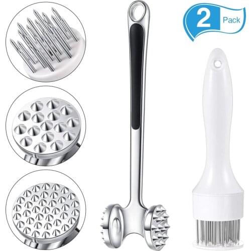 Meat Tenderizer Tools Stainless Steel Mallet Dual-Sided Meat Hammer Meat Tenderizer Needle for Cooking BBQ Kitchen Gadgets Tools
