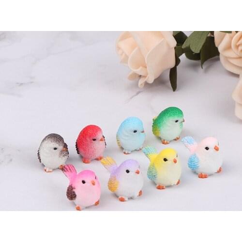 Simulation Cartoon Bird Miniature Figurine Mini Animal Craft Gift Dollhouse Toy Micro Landscape Fairy Garden Accessory Decor