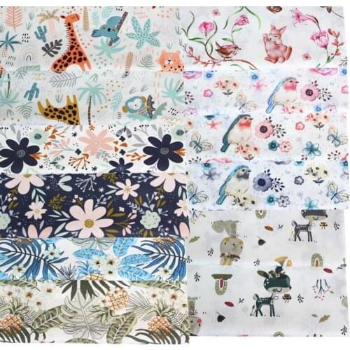 Cartoon Giraffe Rabbit Deer Flower Pineapple Birds 100% Cotton Twill Fabrics For DIY Patchwork Quilt Clothes Dress Blouse Craft