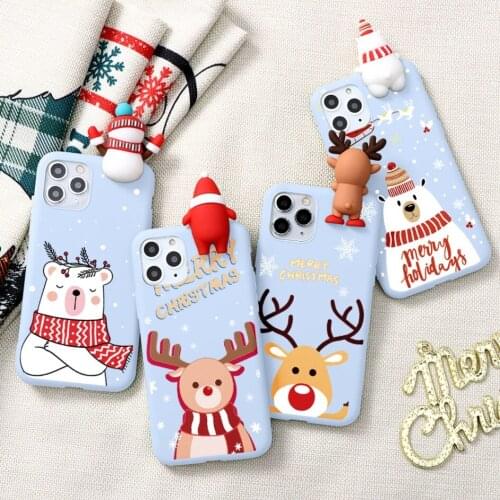 3D Doll Soft Case For iPhone 12 13 Mini 11 Pro XS Max Etui For iPhone 8 7 6 6S Plus X 5S SE 2 XR Candy Color· Christmas Gift Bag