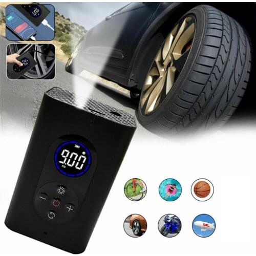 Durable M8 Tire Inflator Universal Convenient Lightweight Black LCD Display ABS Air Compressor Pump with LED Light for Car