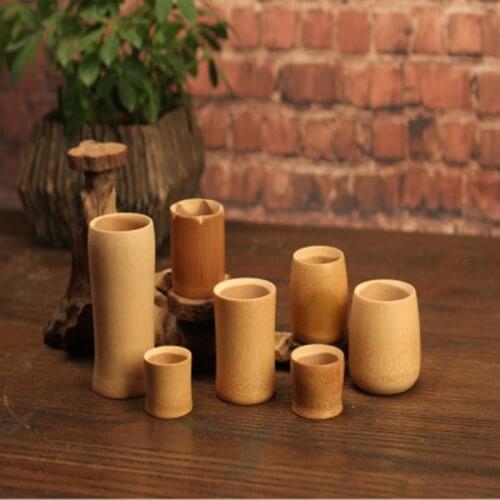 Natural Wood Bamboo Drinking Cup Tea Beer Vintage Coffee Juice Milk Cup Japan Style Wooden Cup Breakfast Beer Milk Drinkware