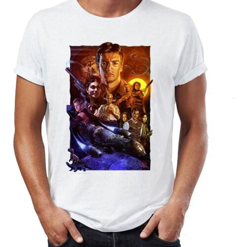 New Mens T-shirt Serenity Crew Space Sci-fi Western Cowboy Firefly Painting Artsy Tshirt Hip Hop Tees Tops Harajuku Streetwear