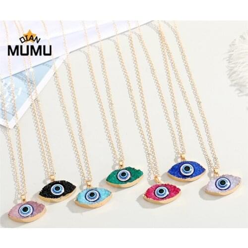 New Fashion Punk Gothic Collars Choker Evil Blue Eye Necklace Earring for Women Gold Charm Pendant Chains Necklace Jewelry Sets