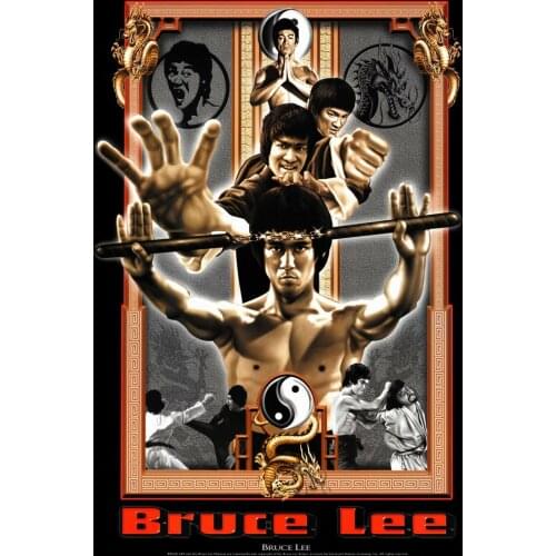 NEW BRUCE LEE CLASSIC HOLDING NUNCHUCKS MOVIE Art print Silk poster Home Wall Decor