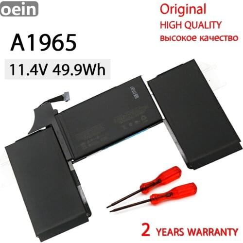 Oein Genuine A1965 Laptop Battery For Apple MacBook Air 13" A1932 2018 2019 Years With Tools 11.40V 4379mAh batteria