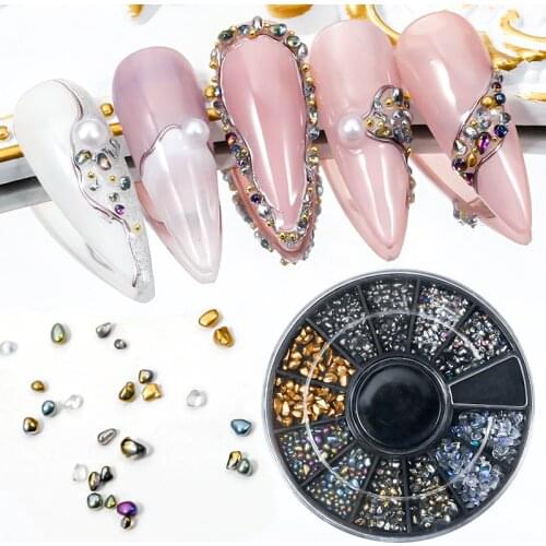12 Grid Turntable Nail Art Mixing Color Symphony Aurora Crystal Stone 3D Shiny Glass Diamond DIY Nail Art Decoration Accessories