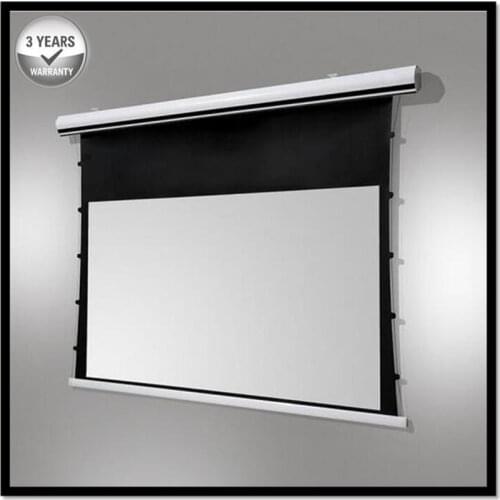 Premium Tab-Tension, 4:3 Video Format 4K/8K Tab-Tensioned Electric Drop Down projection projector screen, HD Progressive White A