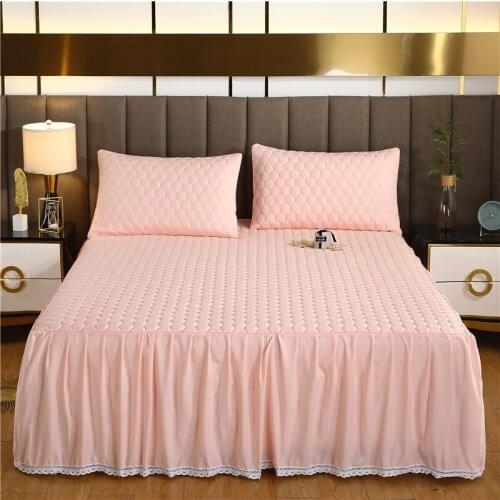 Custom Size Bed Skirt Bed Cover Thicken Bed Skirts Bed Sheet Home Hotel Bed Cover Bedspread Mattress Protector Solid Color
