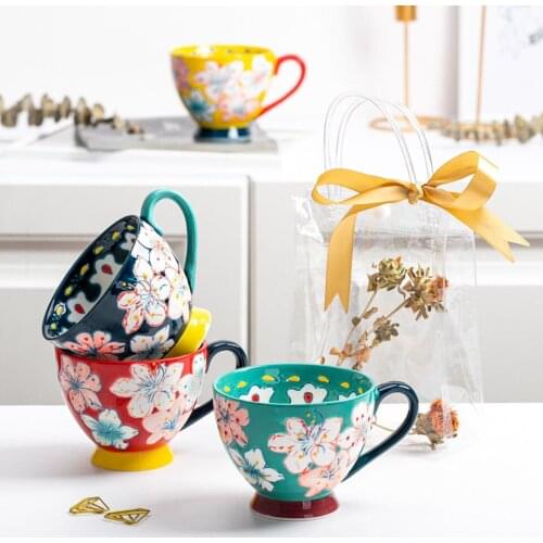 Luxury European Style Breakfast Cup Underglaze Hand Painted Coffee Oat Milk Mug Afternoon Tea Exquisite Gifts for Friends