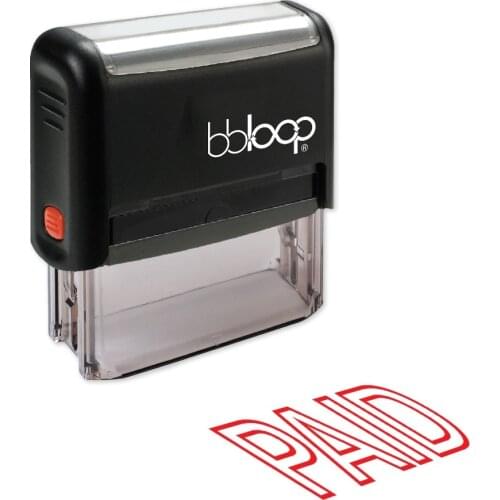 BBloop "PAID" Outline Self-Inking Stamp, Rectangular, Laser Engraved, RED