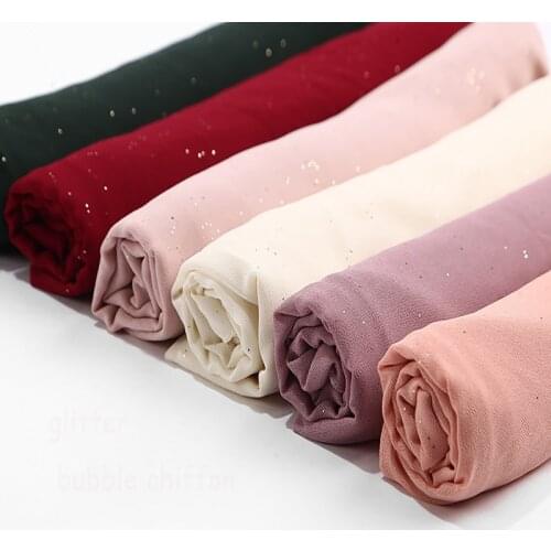 Bubble Chiffon Glitter Scarves Shawls Hijab Plain Shimmer Long Headband Wrap Muslim 20 Color scarves/scarf 10pcs/lot