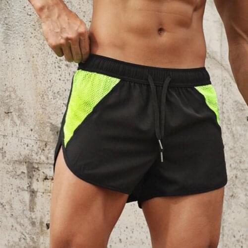 Summer Men Fitness Shorts Casual Color Block Quick Dry Male Elastic Waist Pocket Drawstring Slim Training Beach Shorts