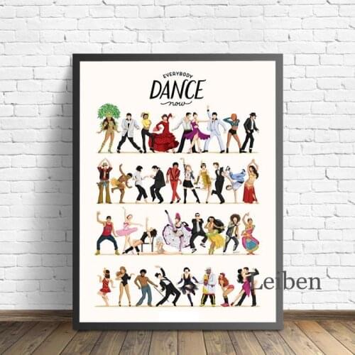 Nordic Abstract Canvas Painting Everybody Dance Move Now Music Wall Art Posters and Prints Gift for Friend Picture Home Decor