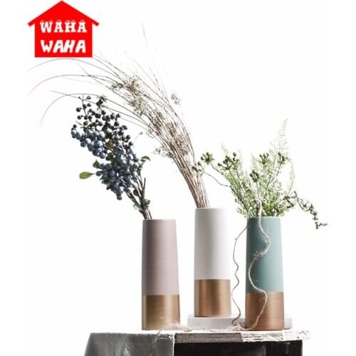 Modern Simple European Ceramic Vase Ornaments Home Decoration Accessories Pink White Blue Color Vase Wedding Decoration