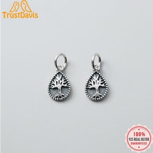 TrustDavis 2021 Fashion Real 925 Sterling Thai Silver Water Drop Tree Charm Pendant Handmade DIY Accessories Fine Jewelry DZ463