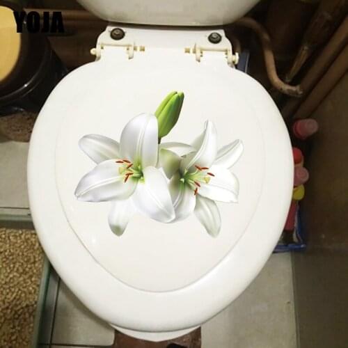YOJA 23.6×20.8CM Fresh Lily Home Living Room Wall Stickers Flower WC Toilet Decor Accessories T1-2947