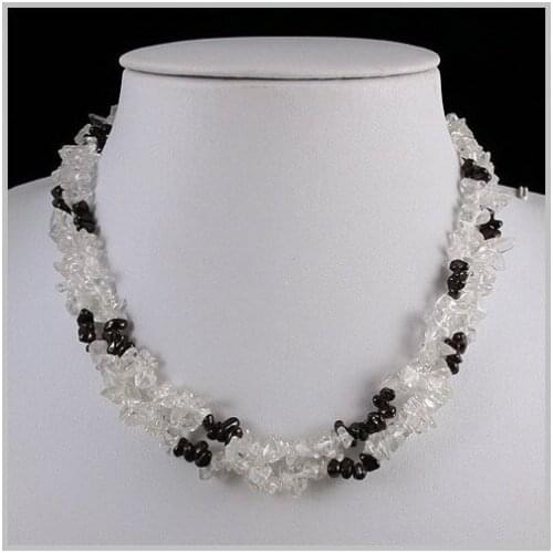 Unique Pearls jewellery Store,Charming 2rows White Cystal Beads Red Garnets Necklace.Charming Women Gift Birthday Jewelry