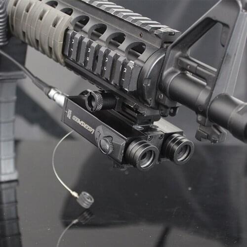 Military Hunting Green+Infrared IR Dua Beam Laser Sight with Installable Picatinny Rail Mount for AR15 M4 Invisible Laser