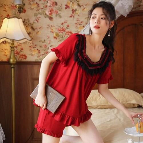 Women Summer Thin Pajamas Short Sleeve Shorts Ice Silk Loungewear V-Neck Solid Satin Two Piece Sleepwear Set Home Sexy Pijamas