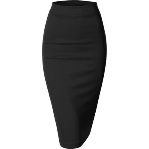 2015 Spring Summer Women Plus Size XXS-6XL Black Office slit back pencil Skirt High Waist Bodycon knee-length ladies Skirts