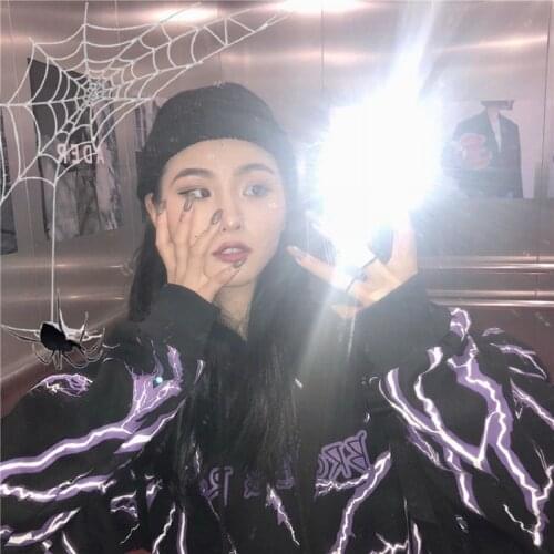 Women hoodie Loose Streetwear black Harajuku Letter Print Long Sleeve Vintage hoody sweatshirt clothes para hoodies top clothing