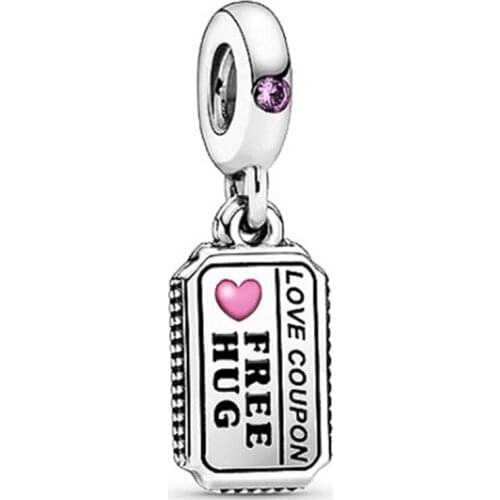 Original 925 Sterling Silver Charm New Love Coupons Fashion Pendant Fit Pandora Women Bracelet & Necklace Diy Jewelry