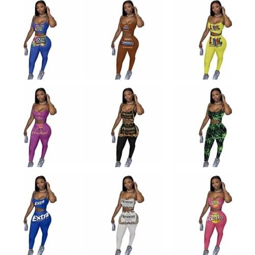 Womens Casual Sportswear Graphic Print Suspender Trousers Two-Piece Casual Wear Trousers Pants Pants Suit Sportswear