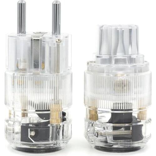 1 pair Hifi Rhodium Plated EU Schuko Plug IEC Female Connector for hifi power cable EU Plugs