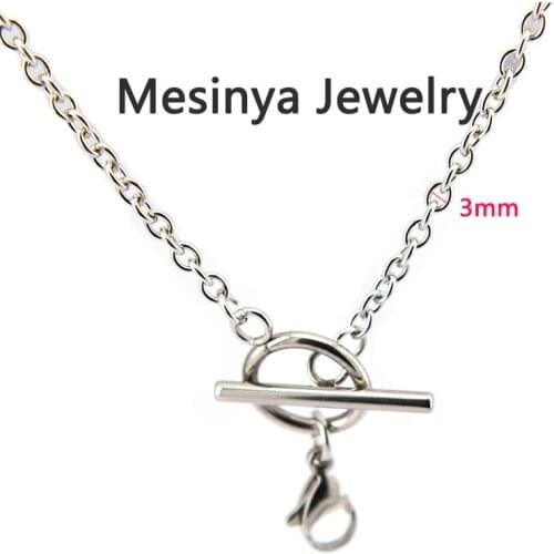 10pcs 18 ''30'' Stainless steel 0.8 wire 3mm width new style toggle chain for floating charms glass locket pendant necklace